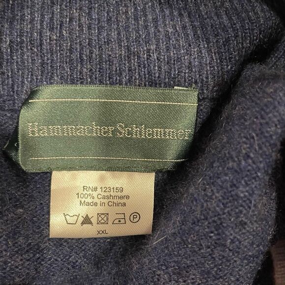 Hammacher Schlemmer The Gentleman's Cashmere Vest Zip Front Size XXL Blue - Picture 4 of 5